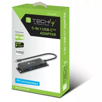 Techly IADAP-USBC-935 docking station/replicatore di porte per laptop con filo USB 3.2 Gen 1 (3.1 Gen 1) Type-C nero