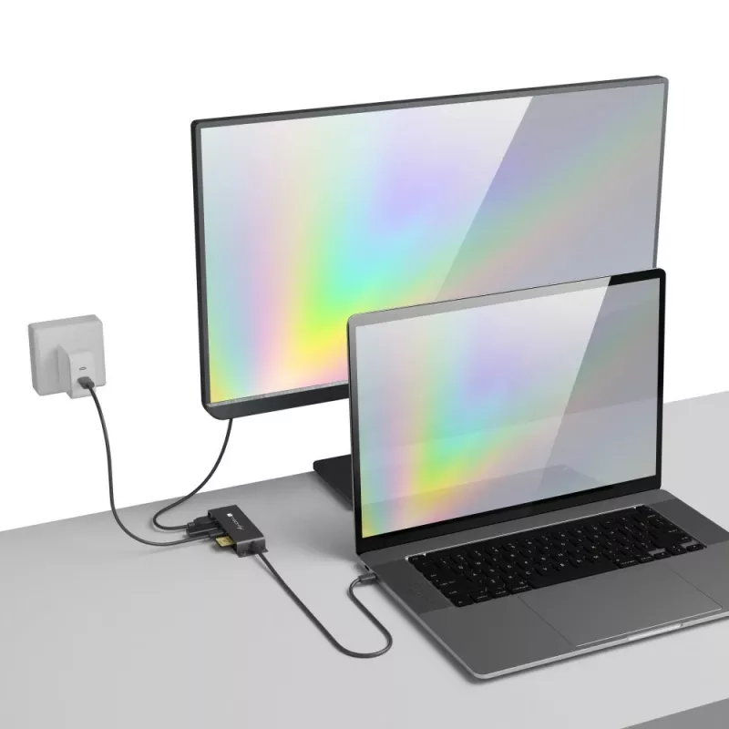 Techly IADAP-USBC-935 docking station/replicatore di porte per laptop con filo USB 3.2 Gen 1 (3.1 Gen 1) Type-C nero