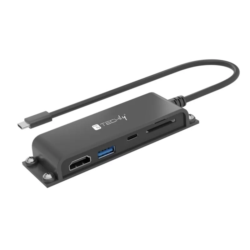 Techly IADAP-USBC-935 docking station/replicatore di porte per laptop con filo USB 3.2 Gen 1 (3.1 Gen 1) Type-C nero