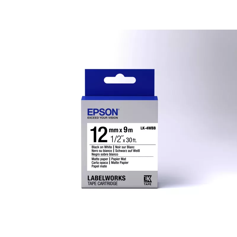 Cartuccia etichette Epson carta opaca LK-4WBB nero/bianco 12mm (9m)