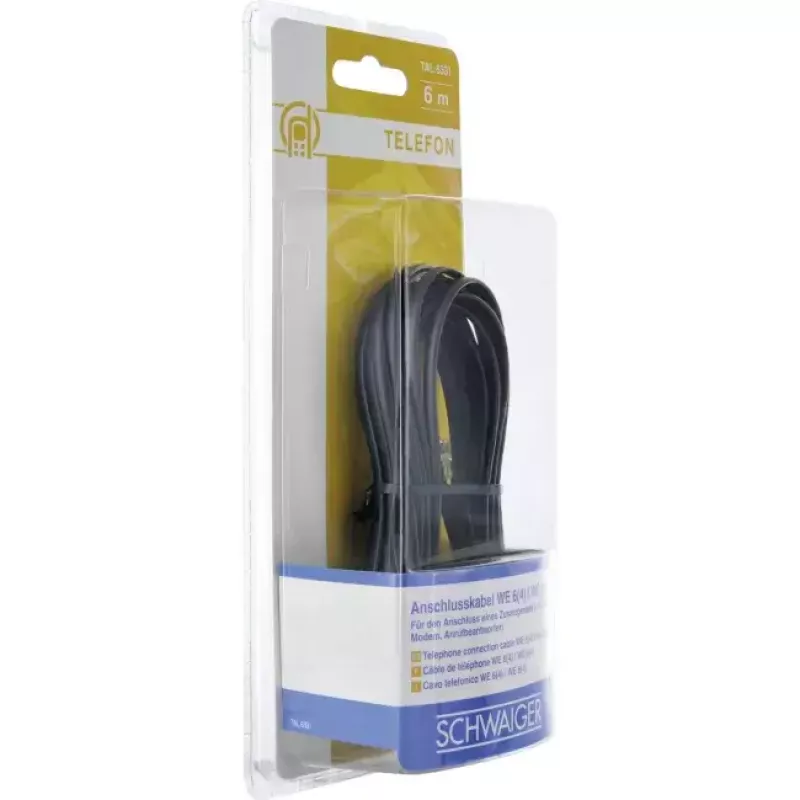 Cavo di rete Schwaiger 6,0 m RJ-11 - RJ-11 6 m nero