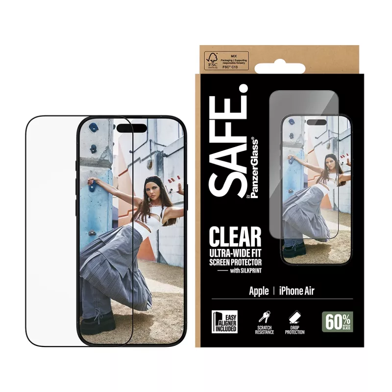 PanzerGlass SAFE Ultra-Wide Fit protezione per schermo con cornice nera, Apple iPhone Air