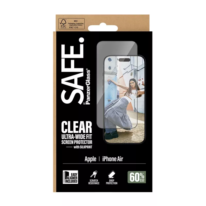 PanzerGlass SAFE Ultra-Wide Fit protezione per schermo con cornice nera, Apple iPhone Air