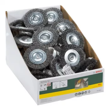 Bosch spazzola a disco in filo d'acciaio per trapani, 75 x 10 mm, gambo da 6 mm (2607017120)