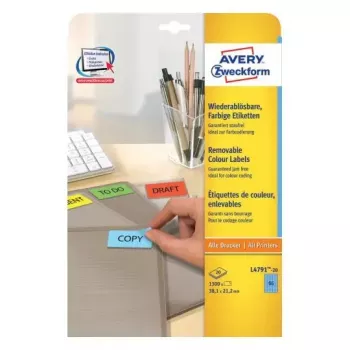 Etichetta adesiva Avery L4791-20 rettangolo arrotondato rimovibile