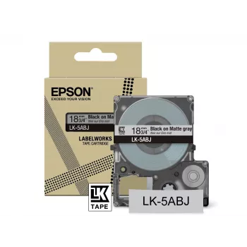 Epson nastro opaco – grigio/nero 18 mm (8 m) – LK-5ABJ, nero su grigio, LK, Rhino, LabelWorks LW-C410, LabelWorks LW-C610, 1,8 cm, 8 m