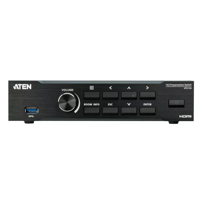 ATEN switch per presentazioni seamless con Quad V, HDMI, USB Type-A, metallo, nero, 60 Hz, 15 m