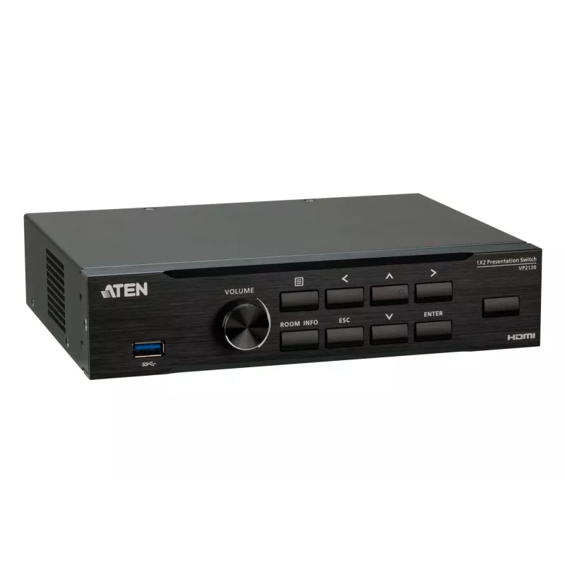 ATEN switch per presentazioni seamless con Quad V, HDMI, USB Type-A, metallo, nero, 60 Hz, 15 m