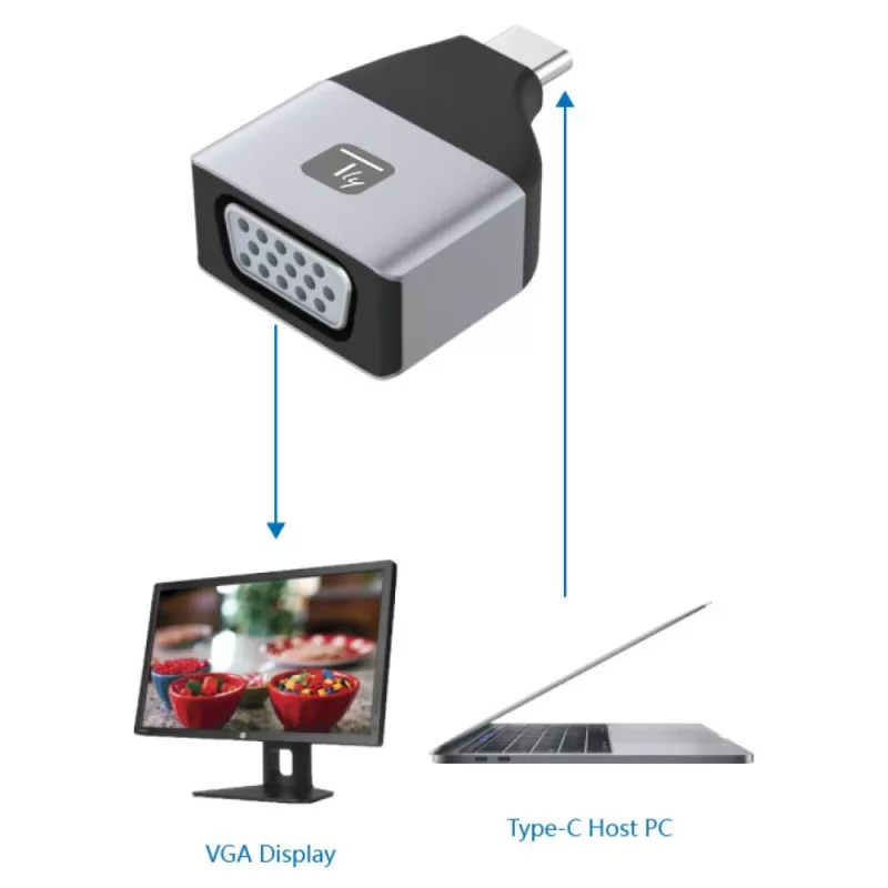 Techly IADAP USBC-VGAC adattatore grafico USB 1920 x 1200 pixel nero, argento