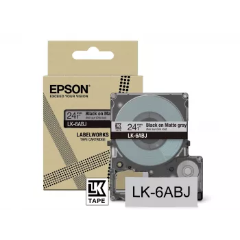 Nastro opaco Epson – grigio/nero 24 mm (8 m) – LK-6ABJ, nero su grigio, LK, nero, grigio, Epson, LabelWorks LW-C610, 2,4 cm