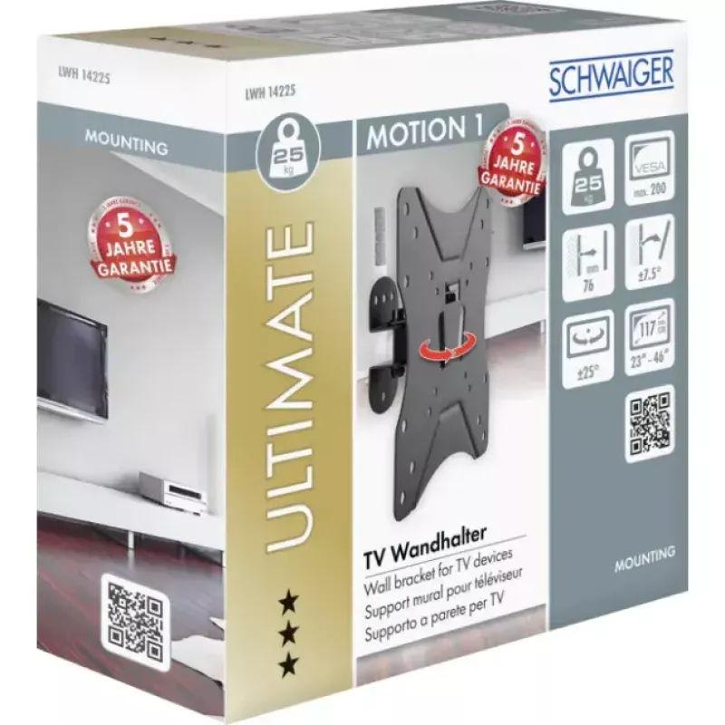 Supporto a parete per TV Schwaiger LWH14225 513 nero