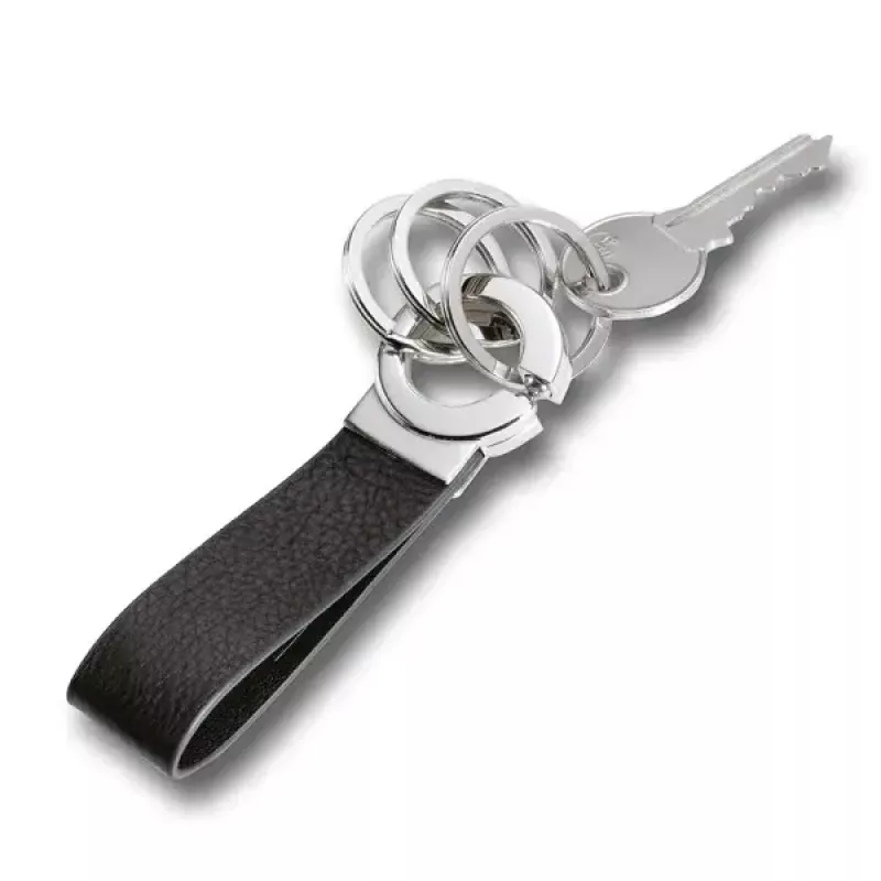 Portachiavi TROIKA KR8-02/LE nero argento pelle 31mm