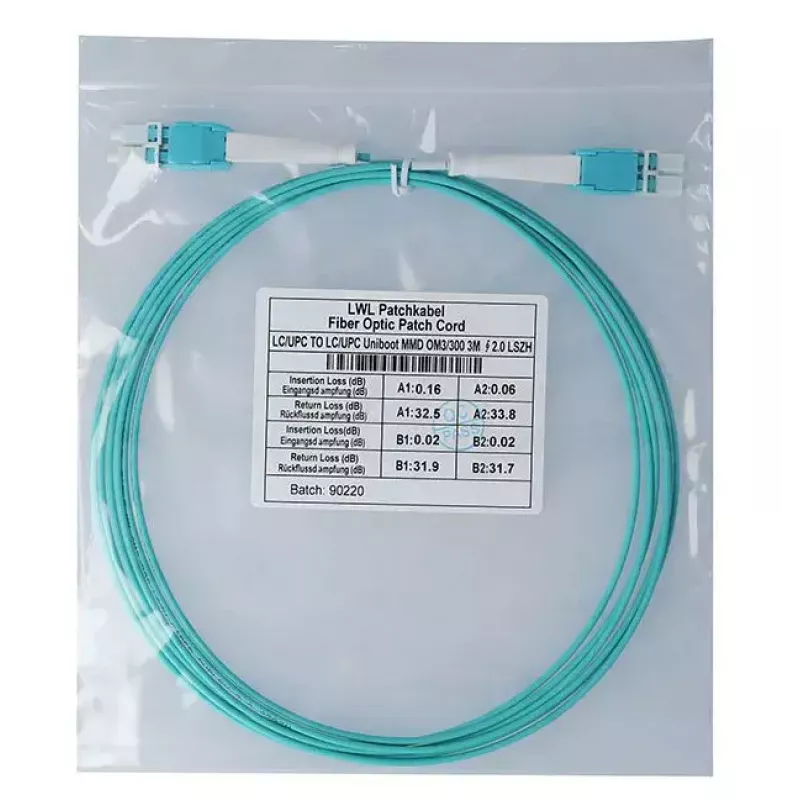 BlueOptics 797902TD120001M-BO cavo patch in fibra ottica duplex Uniboot (compatibile con Corning), LC-UPC/LC-UPC, multimodale OM3 50/125 µm, 1 m