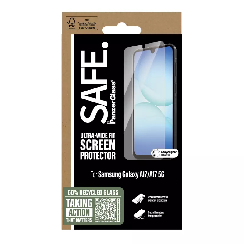 PanzerGlass SAFE. by ® protezione display Samsung Galaxy A17 | A17 5G | Ultra-Wide Fit con EasyAligner