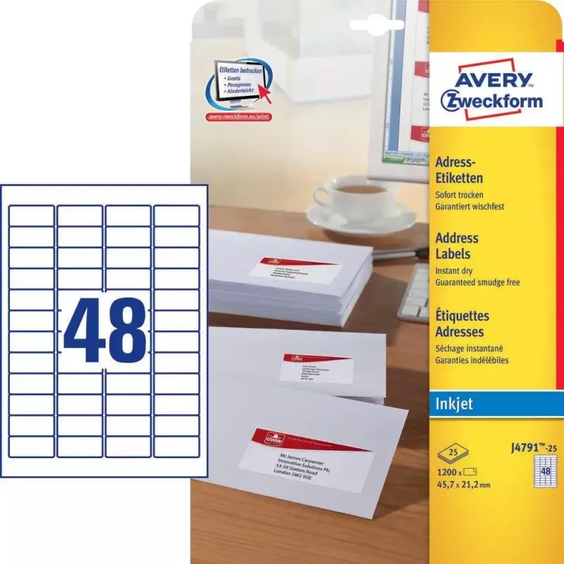 Etichetta adesiva Avery J4791-25 rettangolo arrotondato