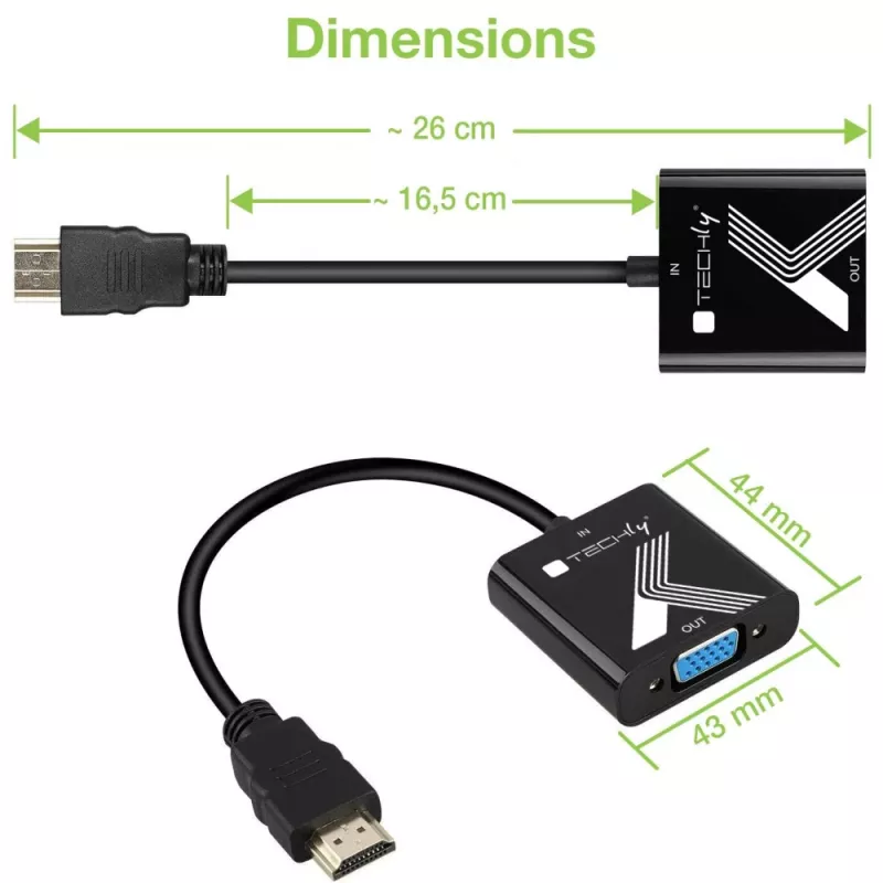 Adattatore convertitore Techly da HDMI a VGA con jack audio