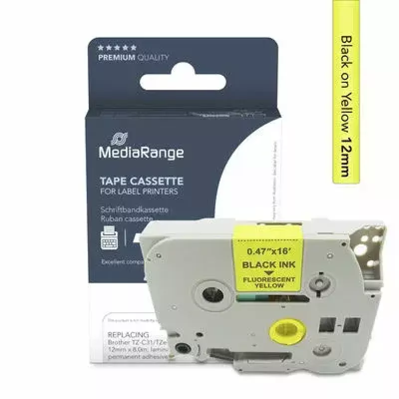 Nastro per stampante MediaRange MRBTZC31 nero 1,2 cm 8 m