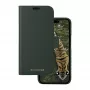 Custodia folio dbramante1928 New York per iPhone 15 Pro, tinta unita verde, 3 scomparti per carte