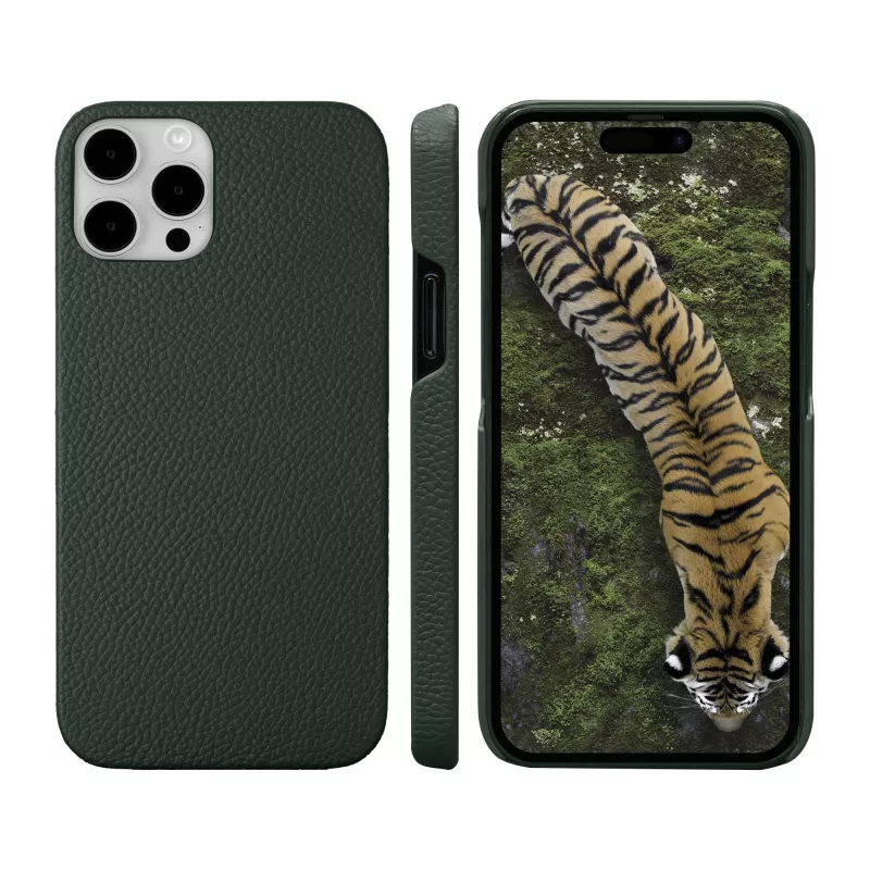 Custodia folio dbramante1928 New York per iPhone 15 Pro, tinta unita verde, 3 scomparti per carte
