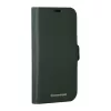 Custodia folio dbramante1928 New York per iPhone 15 Pro, tinta unita verde, 3 scomparti per carte