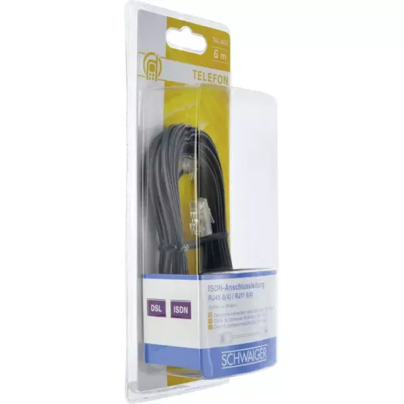 Cavo di rete Schwaiger 6,0 m RJ-11 - RJ-45 6 m nero