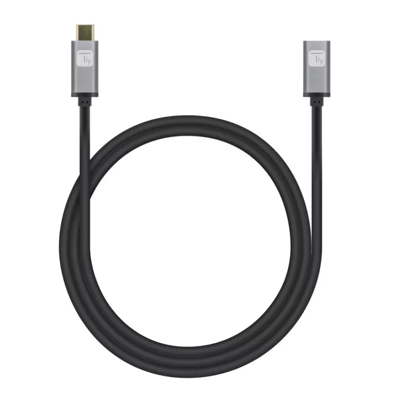 Cavo Techly USB 3.2 Gen 2 USB-C M/F 1m nero, 1 m, USB C, USB C, USB 3.2 Gen 2 (3.1 Gen 2), 10 Gbit/s, nero, grigio