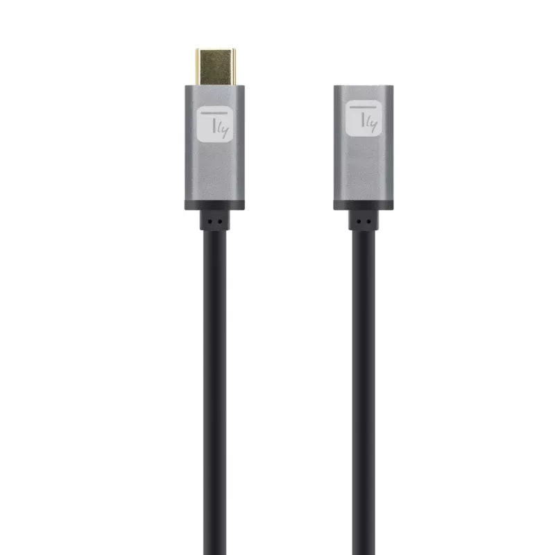 Cavo Techly USB 3.2 Gen 2 USB-C M/F 1m nero, 1 m, USB C, USB C, USB 3.2 Gen 2 (3.1 Gen 2), 10 Gbit/s, nero, grigio