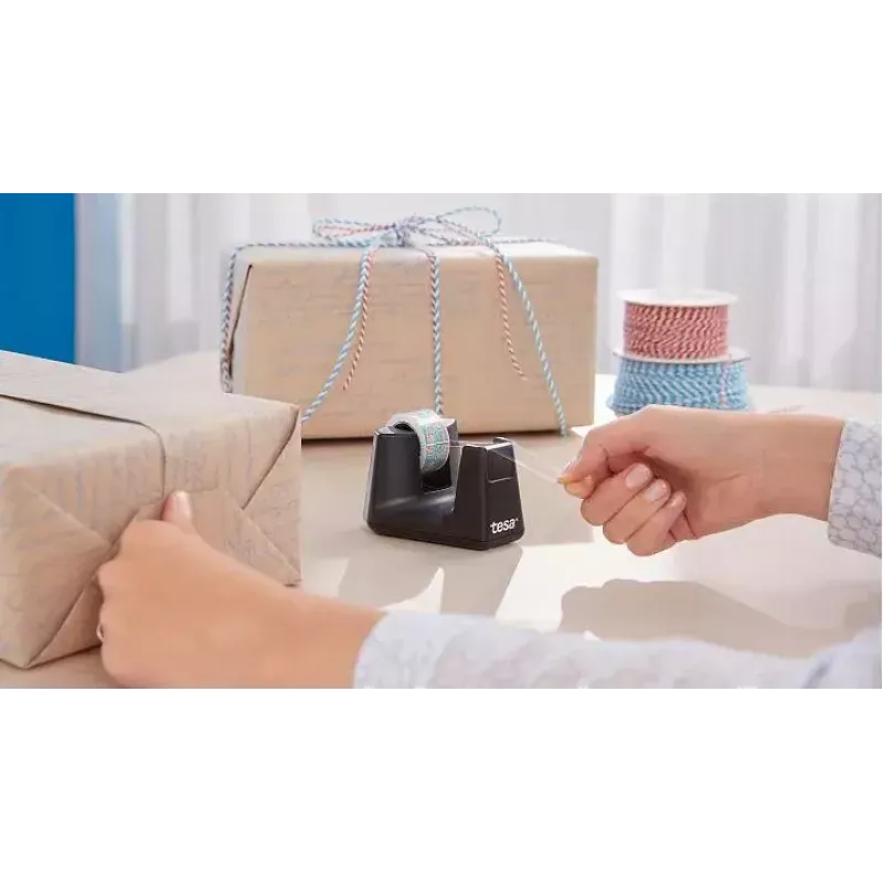 tesa Easy Cut Smart Dispenser da scrivania, nero, plastica