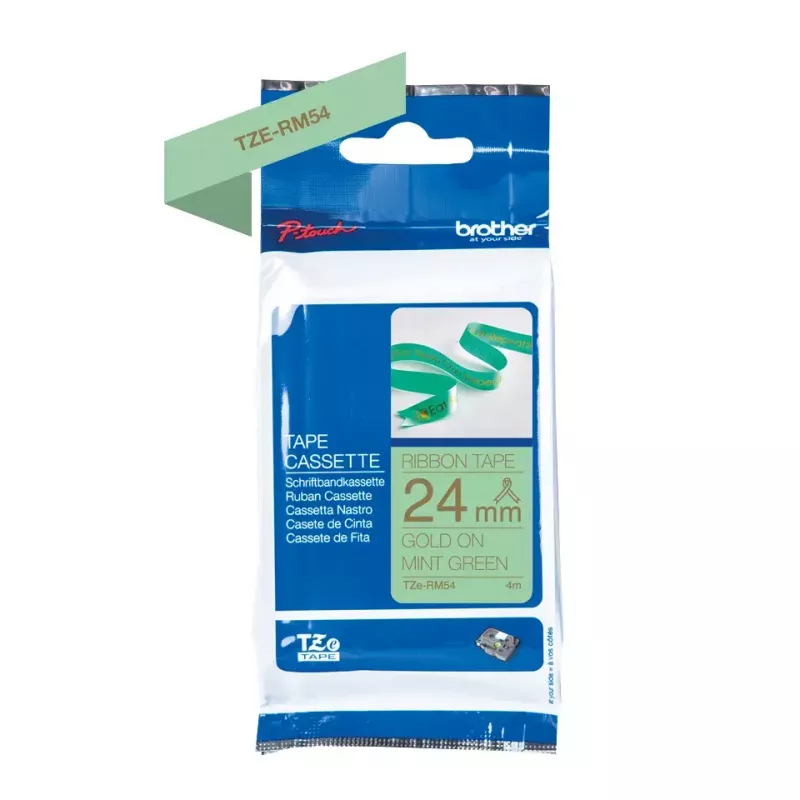 Brother TZE-RM54 nastro per etichettatura oro su menta