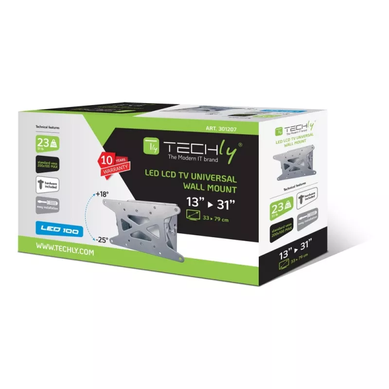 Supporto da parete Techly 13-31 pollici per TV LED LCD inclinabile ICA-LCD 109