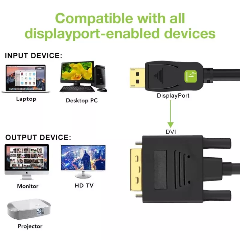 Cavo Techly DisplayPort-DVI per monitor 2 m ICOC DSP-C-020