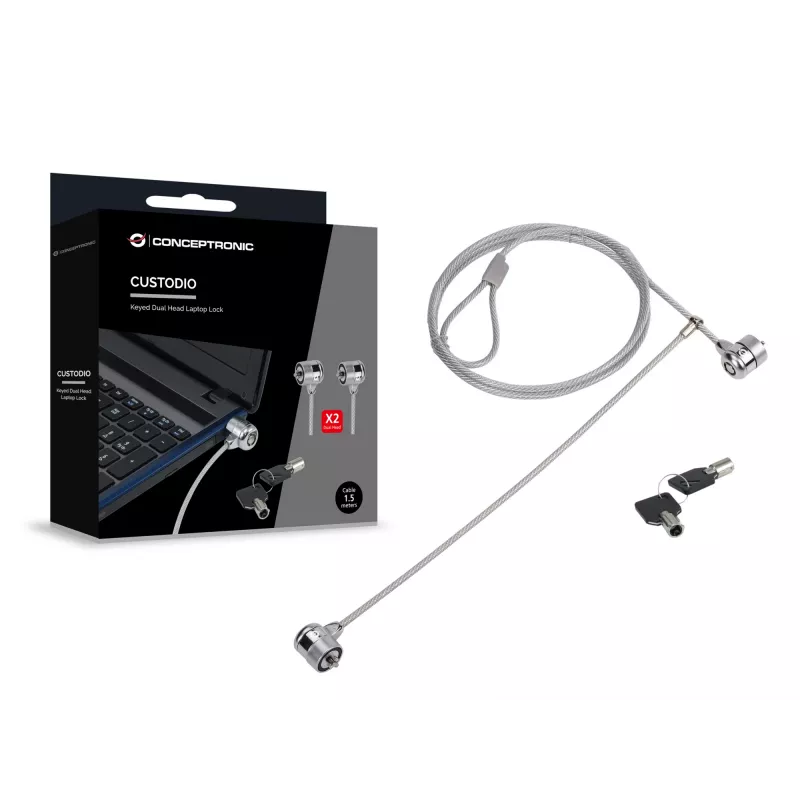 Lucchetto per laptop Conceptronic CNBSLOCK15T 1,5 m argento 2 chiavi
