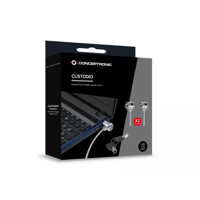Lucchetto per laptop Conceptronic CNBSLOCK15T 1,5 m argento 2 chiavi