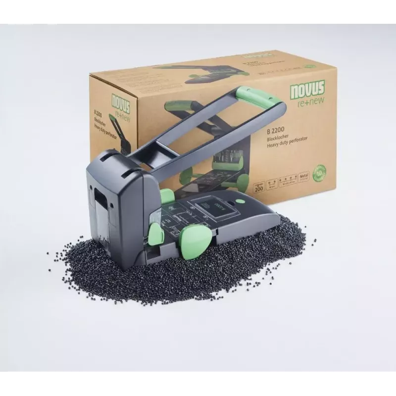 Perforatore Novus B 2200 re+new 200 fogli nero verde