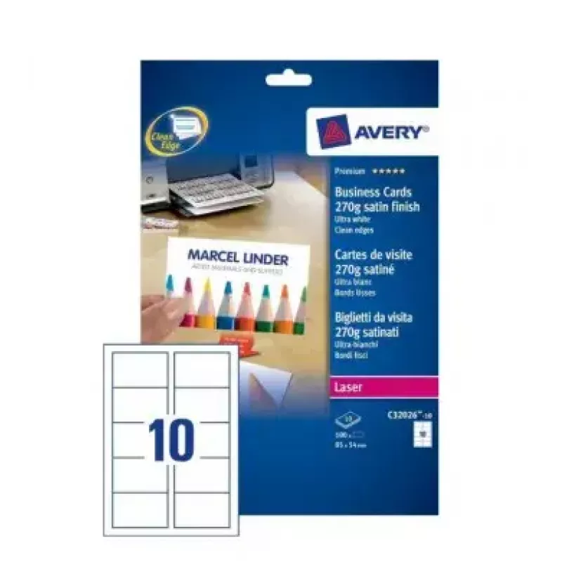 Carta laser per biglietti da visita Avery C32026-10
