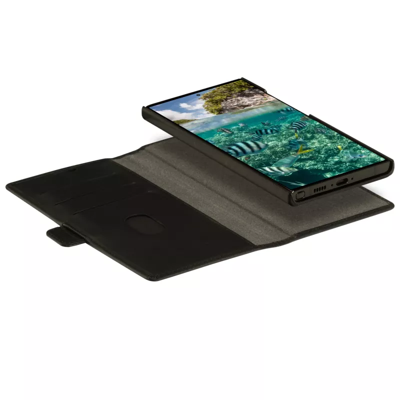 Custodia a libro per cellulare dbramante1928 Lynge per Samsung Galaxy S23 Ultra — nero, 3 vani per carte, compatibile con 6,8 inch