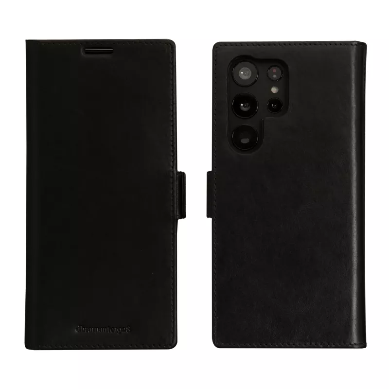Custodia a libro per cellulare dbramante1928 Lynge per Samsung Galaxy S23 Ultra — nero, 3 vani per carte, compatibile con 6,8 inch