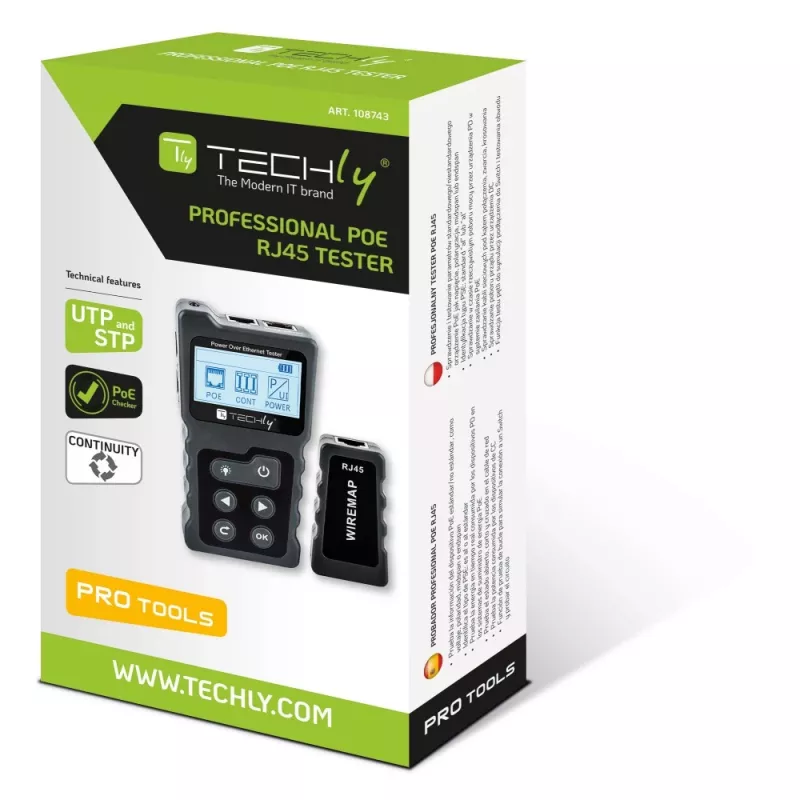 Techly I-CT PRO-POECK tester per cavi di rete tester PoE nero, grigio