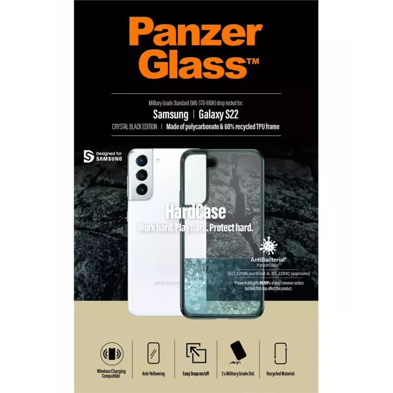 Custodia rigida PanzerGlass per Samsung Galaxy S22 trasparente