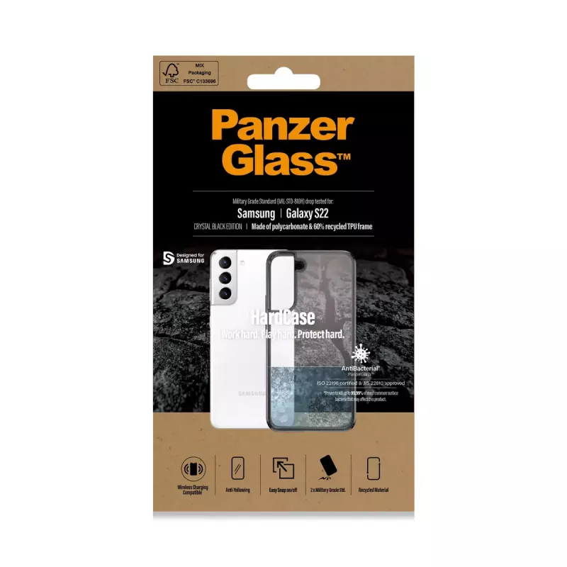 Custodia rigida PanzerGlass per Samsung Galaxy S22 trasparente