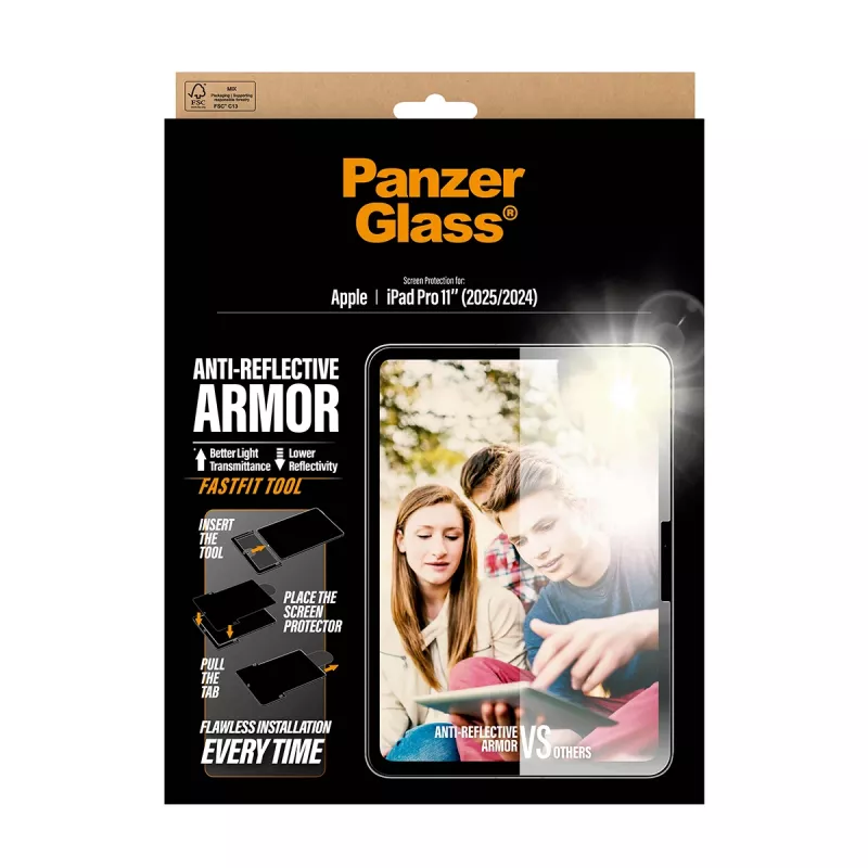 PanzerGlass ® Anti-Reflective Armor Screen Protector iPad Pro 11 pollici (2024-2025) | Ultra-Wide Fit con strumento FastFit