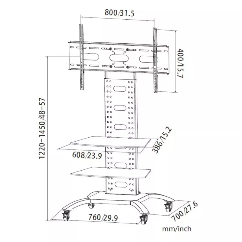 Supporto per display signage Techly ICA-TR8 177,8 cm (70 inch) nero