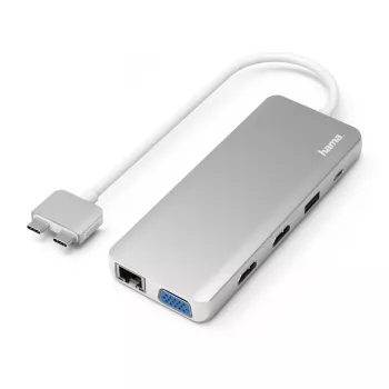 Hama 00200133 dock per laptop/replicatore di porte USB 3.2 Gen 1 (3.1 Gen 1) Type-C argento, bianco