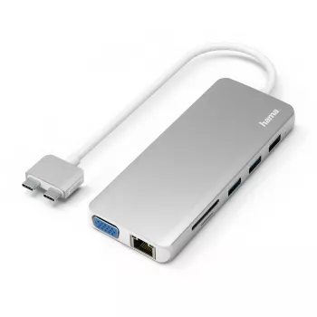 Hama 00200133 dock per laptop/replicatore di porte USB 3.2 Gen 1 (3.1 Gen 1) Type-C argento, bianco