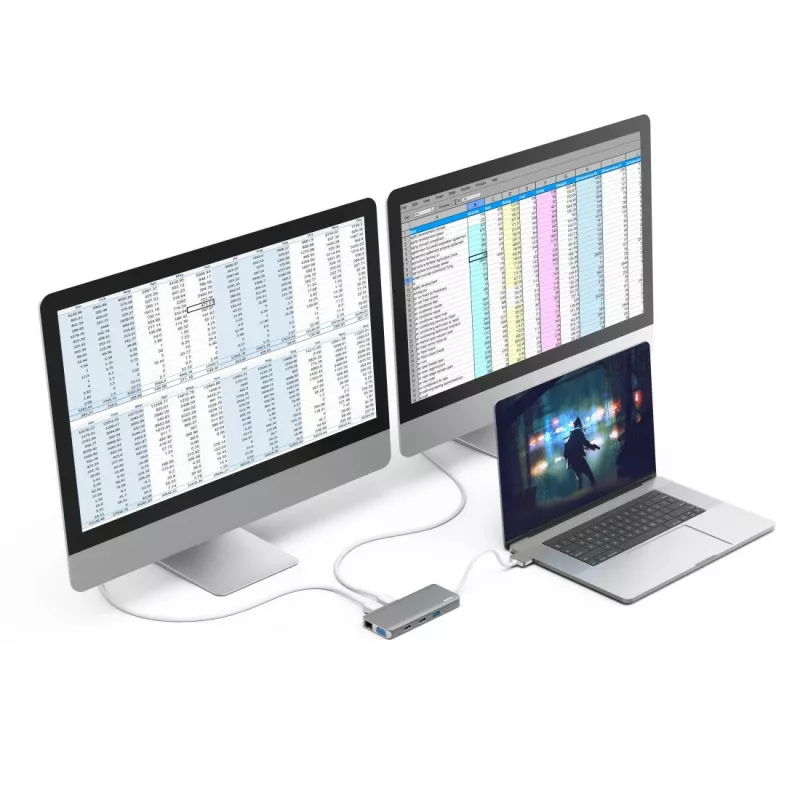 Hama 00200133 dock per laptop/replicatore di porte USB 3.2 Gen 1 (3.1 Gen 1) Type-C argento, bianco
