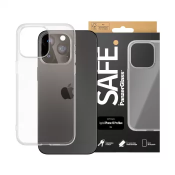 PanzerGlass SAFE. by ® custodia TPU trasparente iPhone 15 Pro Max