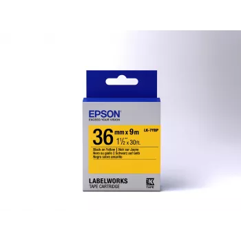 Cartuccia etichetta Epson Pastel LK-7YBP nero/giallo 36mm (9m), nero su giallo, Giappone, LabelWorks LW-1000P, LW-900P, 3,6 cm, 9 m, 1 pz.