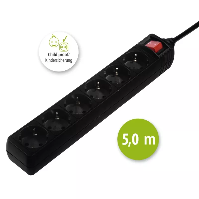 Hama 137266 Ciabatta 6 prese AC per interni nero