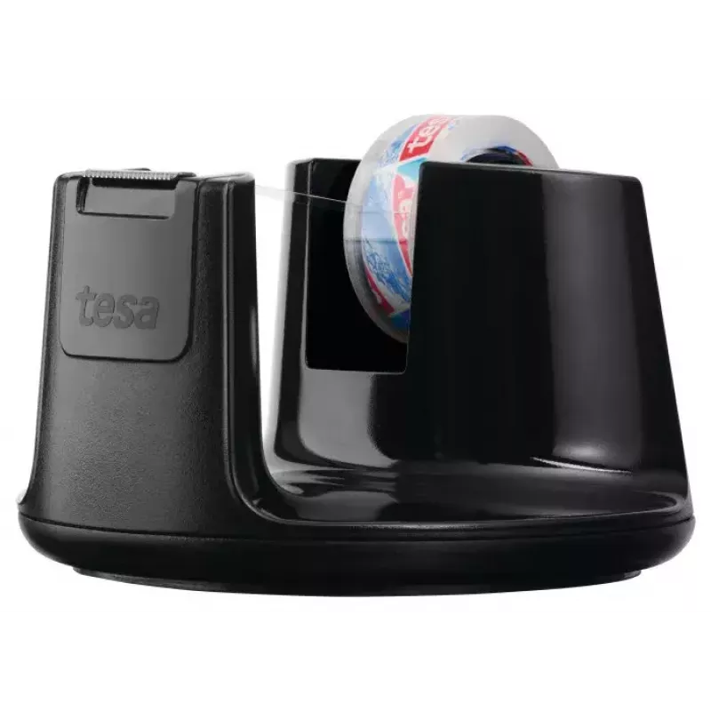 tesa Easy Cut Compact Dispenser da tavolo 53827, nero, con pellicola