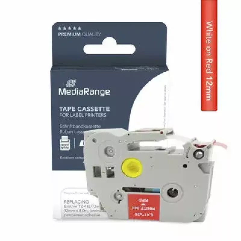 Nastro per stampante MediaRange MRBTZ435 bianco 1,2 cm x 8 m